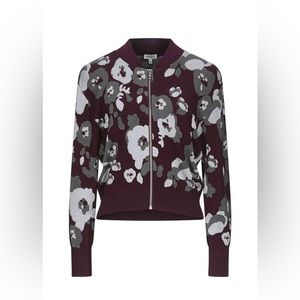 Kenzo Knit Bomber Cardigan in Burgundy Floral XS